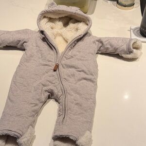 H&M organic cotton newborn bear suit with hand and foot covering